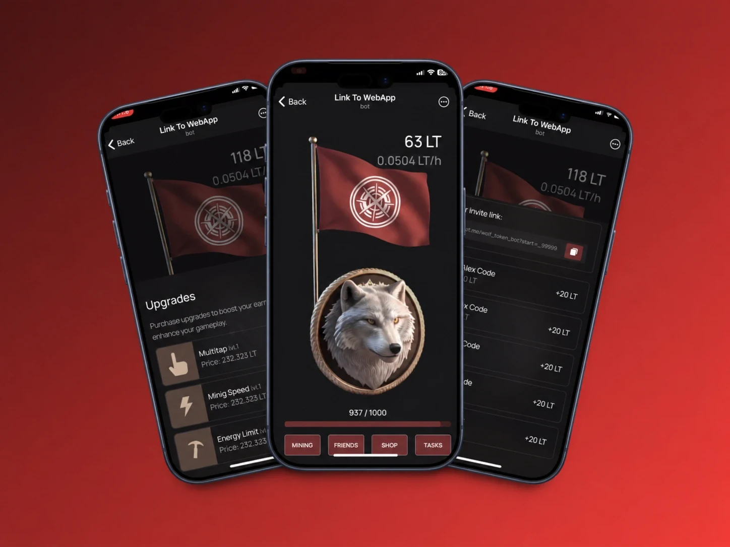 Telegram Token Clicker interface in English